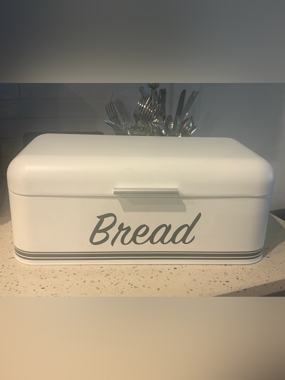 Retro White 'Bread' Metal Bread Box
